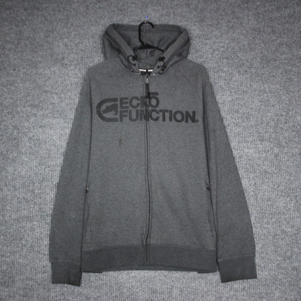 ECKO FUNCTION Full Zip Hoodie Mens XL Charcoal Gray Logo Graphic Sweatshirt